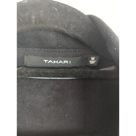 Tahari Black Vegan Leather/Suede Drape Jacket - Size M - Picture 3 of 4